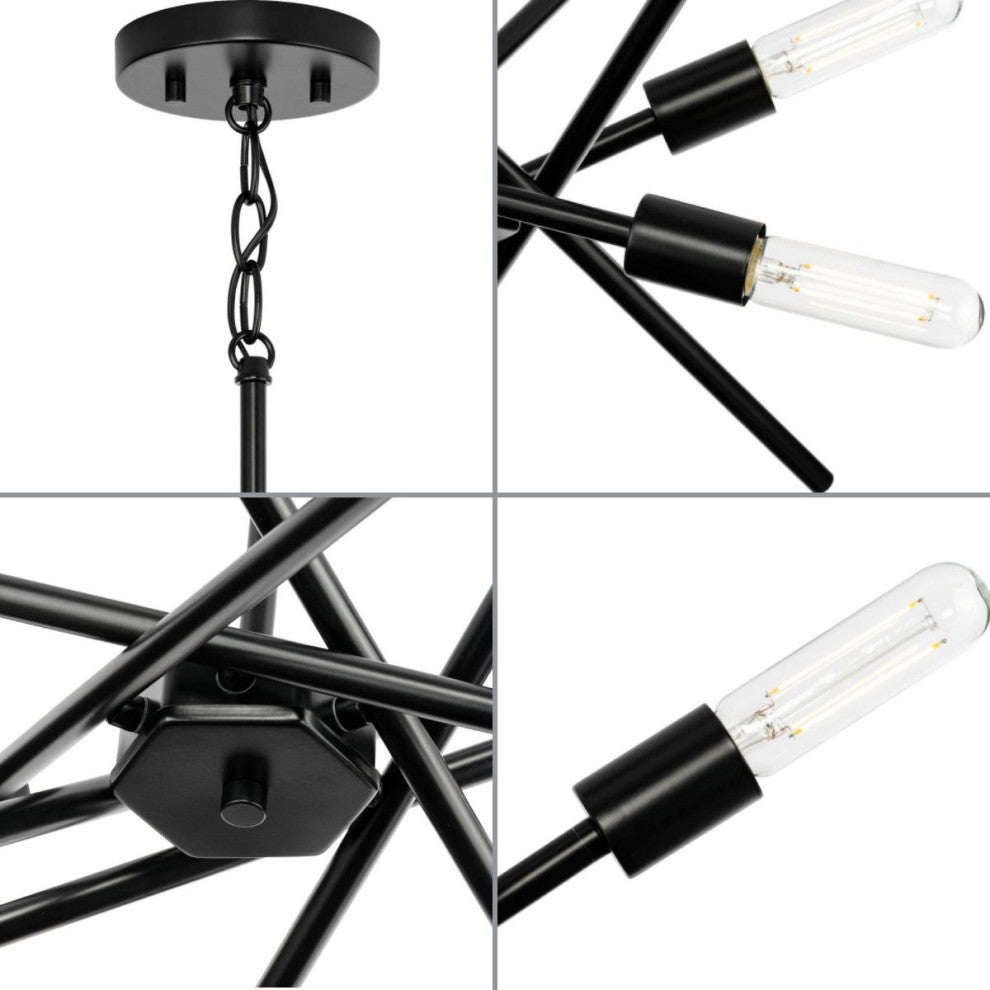 Astra Collection Six-Light 22" Matte Black Modern Chandelier