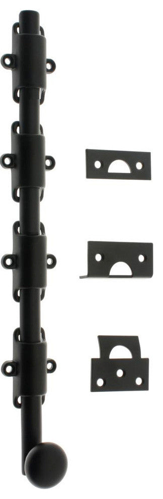 Genuine Solid Brass 24" Heavy Duty Surface Bolt, Matte Black