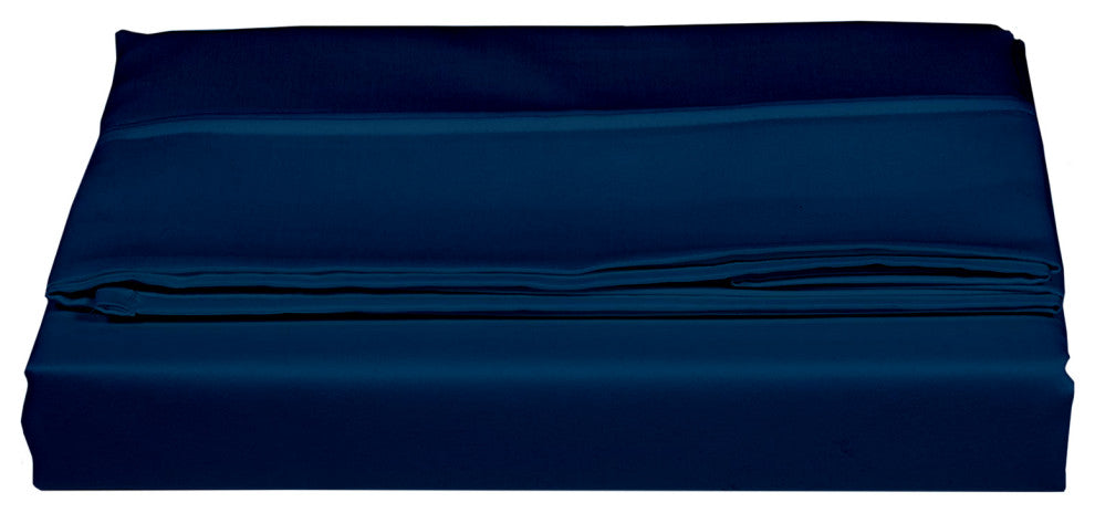 Organic Cotton Sateen Wrinkle Resistant Flat Sheet, Navy Blue, King