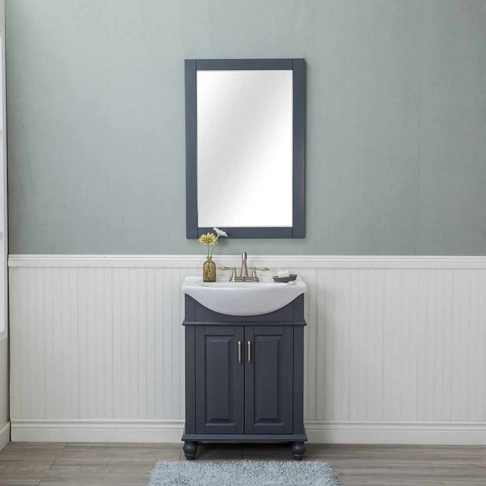 Lancaster 24" Single Bathroom Vanity, Gray, Porcelain Top, Centerset