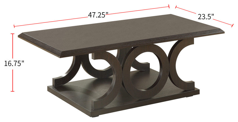 C-Shape Base Coffee Table, Cappuccino