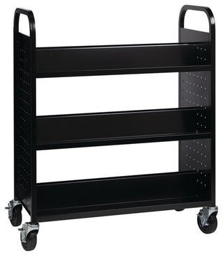 Hirsh Double-sided Mobile Metal 36" W x 7-1/2" D Book Cart Black