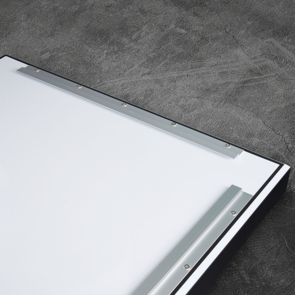 Beveled Bathroom LED Mirror Framed, Backlit and Front Light, Matte Black, 24"x32"