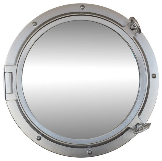 Porthole Mirror, Silver Finish, 24''
