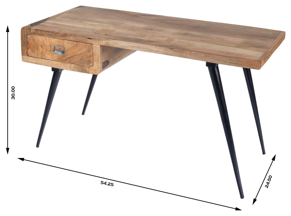 Anuri Natural Wood and Metal Desk