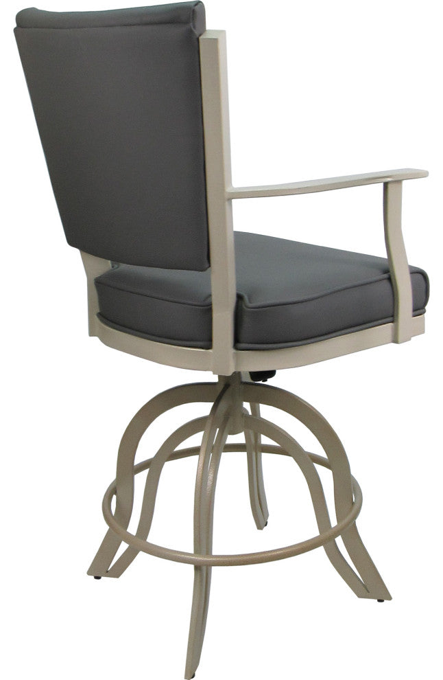 Leather Swivel Tilt Metal Bar Stool - Montana on A-Base, Gray Leather on Beige, 30"