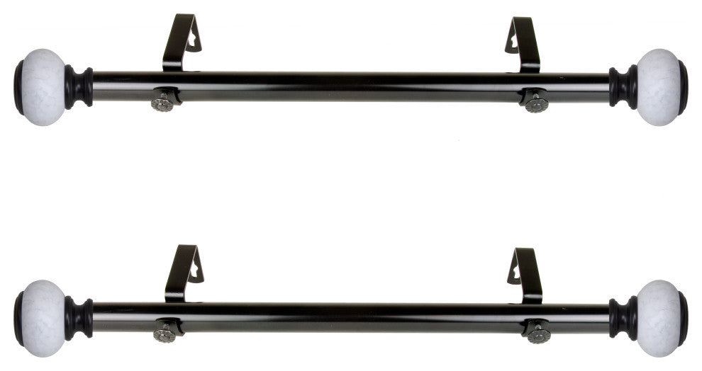 Hadley 1" Diameter Side Curtain Rod 12-20", Set of 2, Black