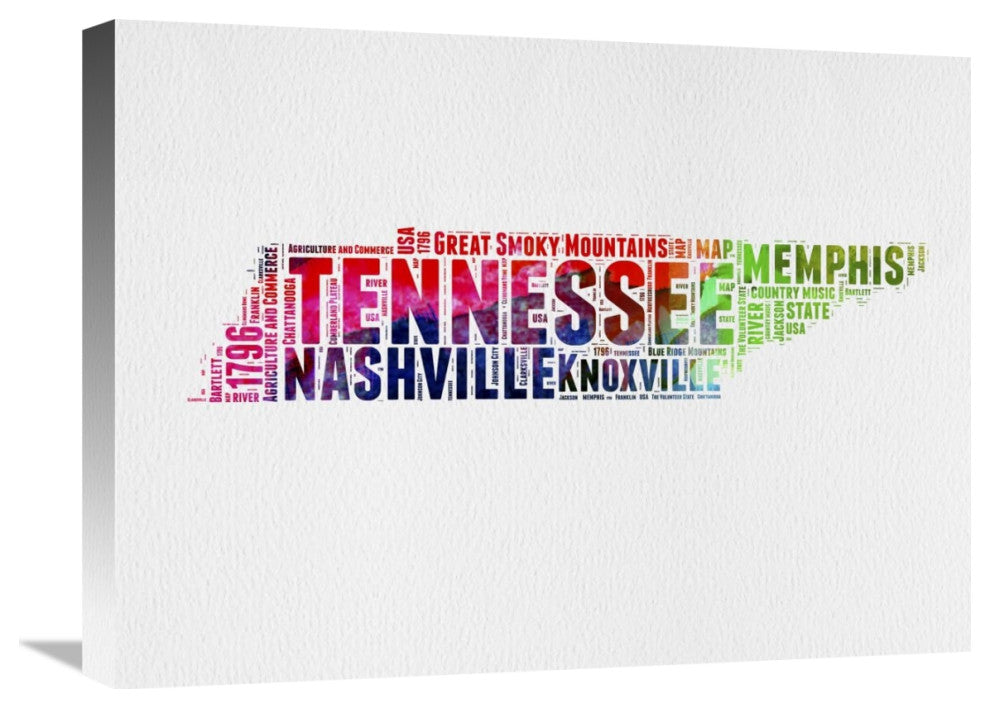 "Tennessee Watercolor Word Cloud" Fine Art Print