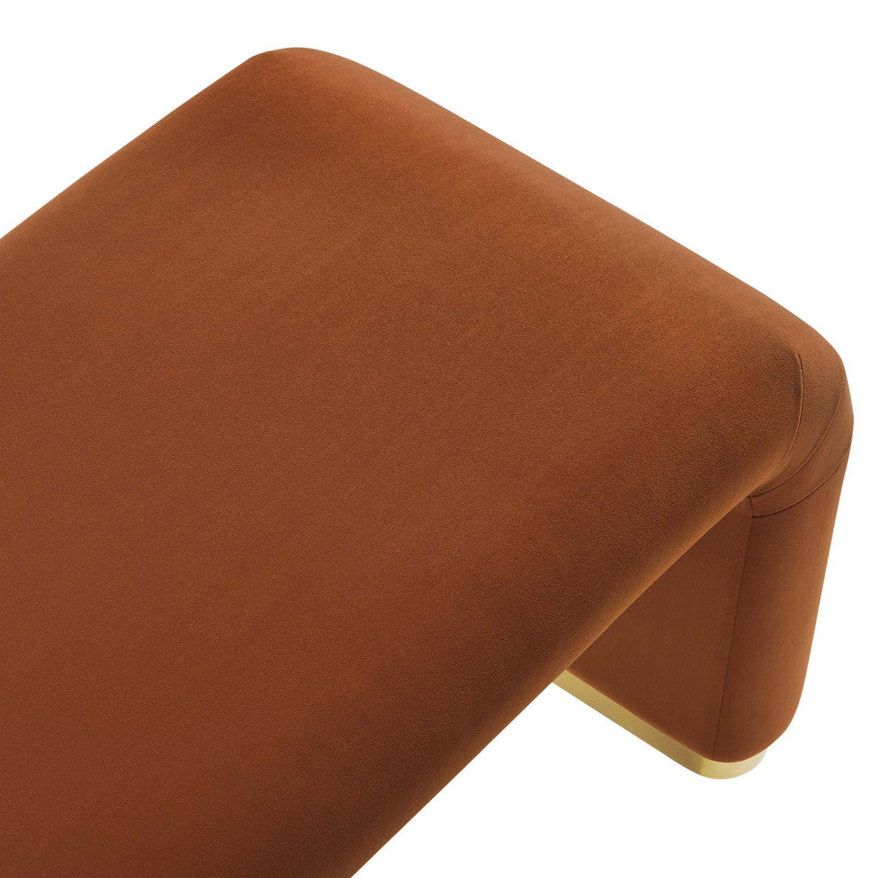 Koda Performance Velvet Waterfall Long Bench - Brass Rust