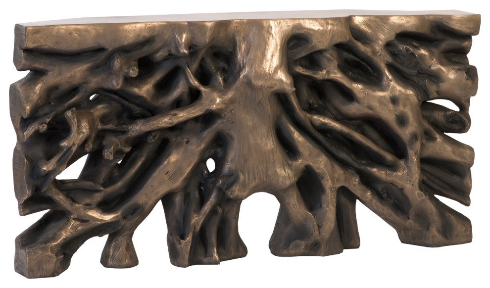Square Root Console Table, Antique Bronze