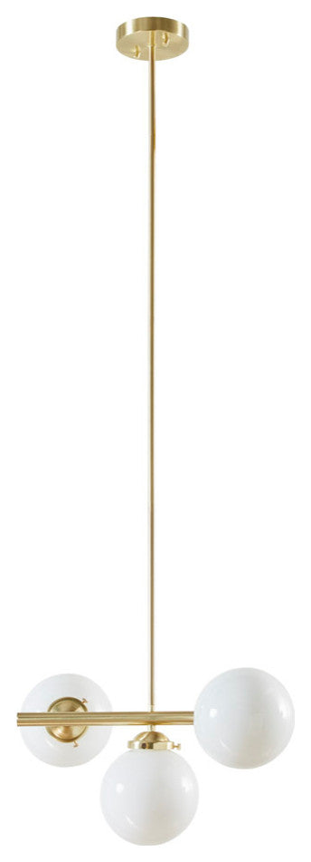 INK+IVY Aurelia Modern Globe Glass Chandelier, Gold/White, 3-Light
