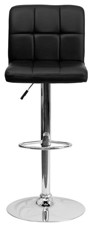 Estella Mid-Back Black Quilted Vinyl Swivel Adjustable Barstool