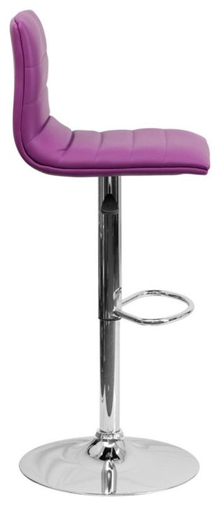 Estella Lois Mid-Back Purple Vinyl Swivel Adjustable Barstool