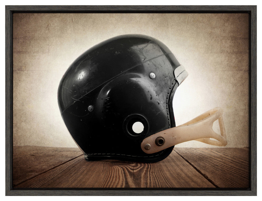 Sylvie Vintage Helmet Framed Canvas by Shawn St. Peter, Gray 18x24