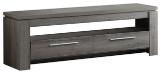 2-Drawer Wood TV Console, Weathered Gray