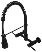 Gourmetier 2-Handle Wall Mount Pull-Down Kitchen Faucet, Matte Black