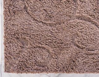 Unique Loom Brown Floral Shag2'x6'7 Runner Rug