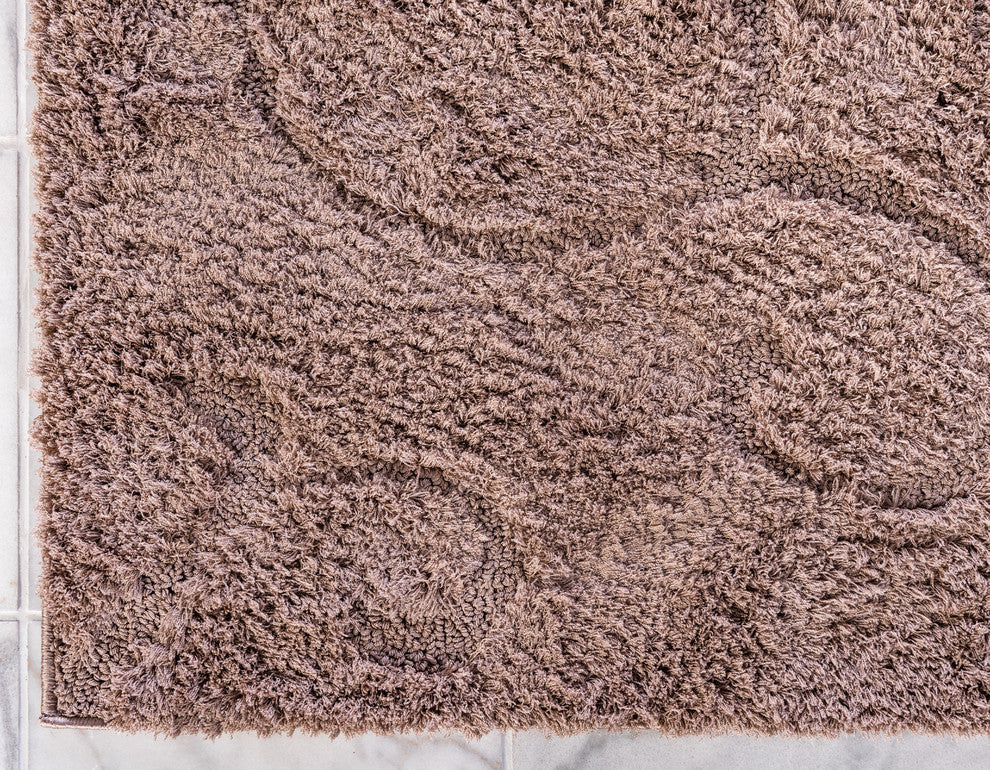 Unique Loom Brown Floral Shag2'x6'7 Runner Rug