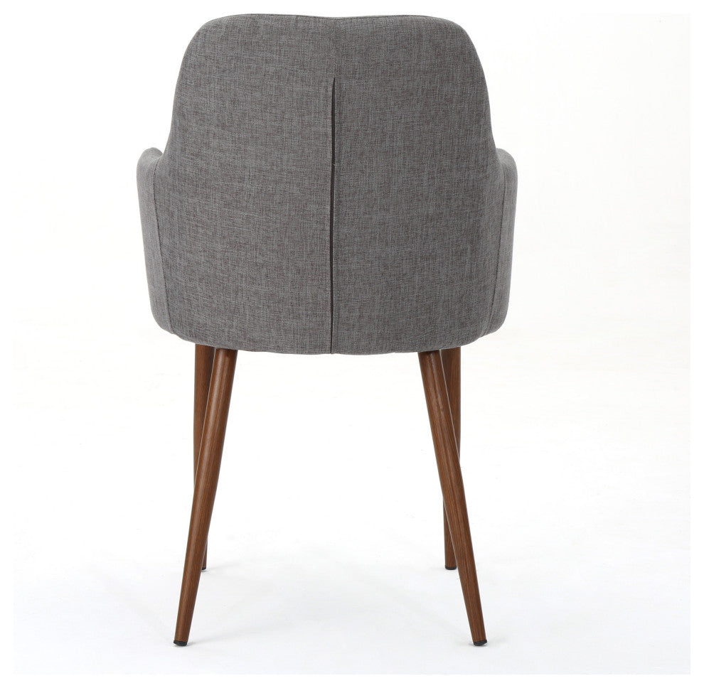 GDF Studio Serra Mid Century Fabric Dining Chairs, Set of 2, Light Gray/Dark Brown