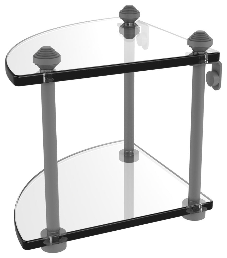Southbeach Two Tier Corner Glass Shelf, Matte Gray