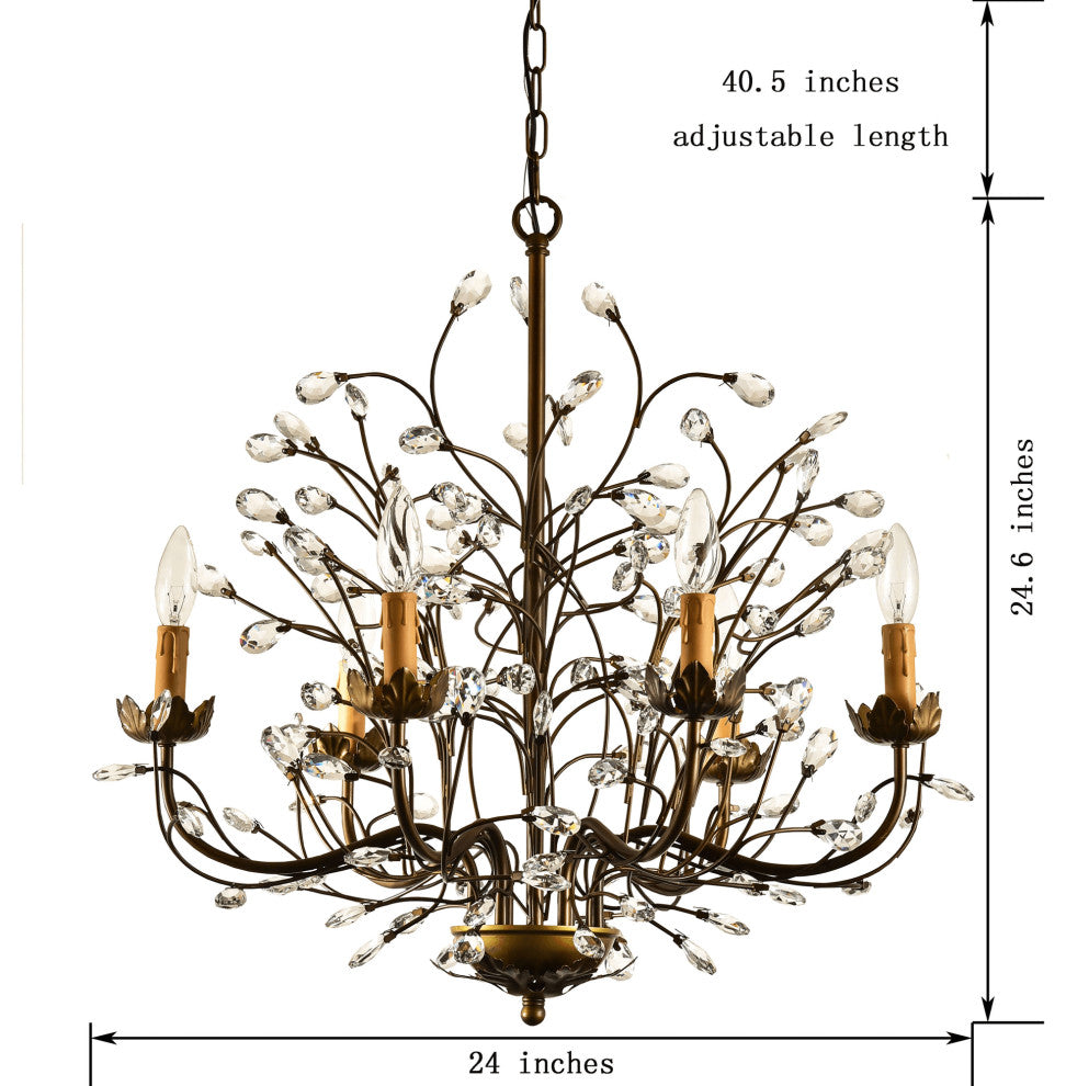 Silvia Antique Bronze 6-light Crystal and Iron Chandelier