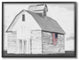 Rustic US Barn Flag Black & White Framed Giclee Texturized Art, 11"x14"