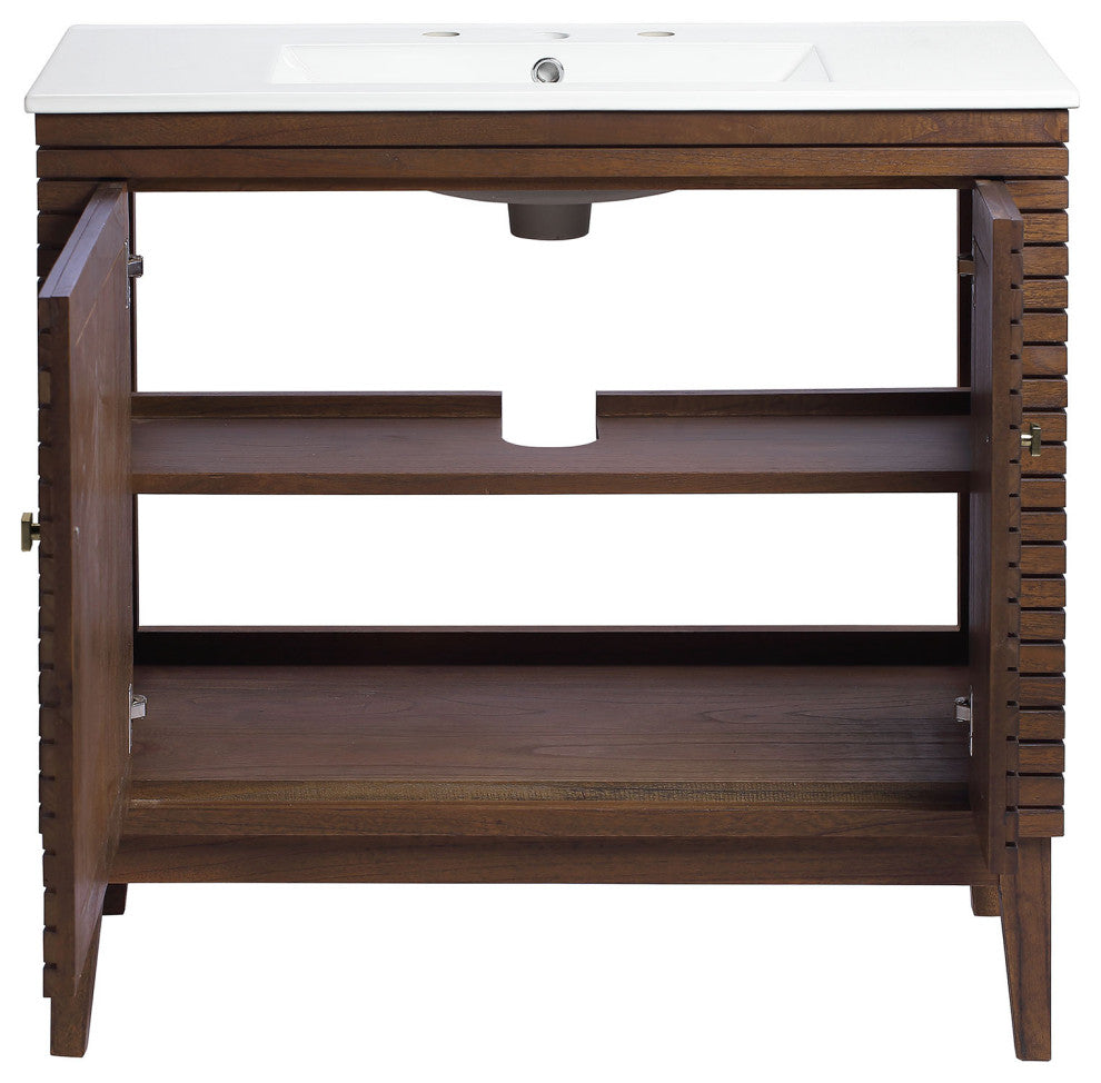 Ledger 36" Bathroom Vanity Walnut White -5115
