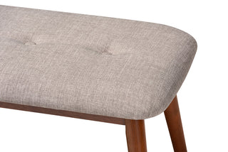 Flora II Mid-Century Modern Light Gray Medium Oaked Wood Dining Bench