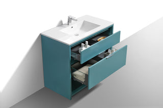 KubeBath Nudo 40'' Floor Mount Modern Bathroom Vanity, Teal Green
