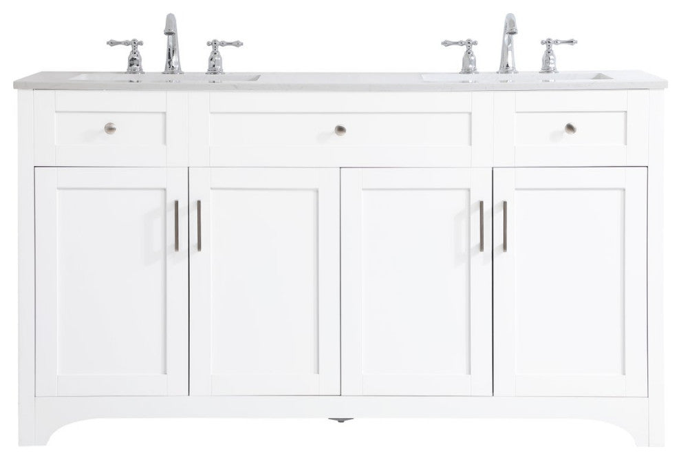 60" Double Bathroom Vanity, White