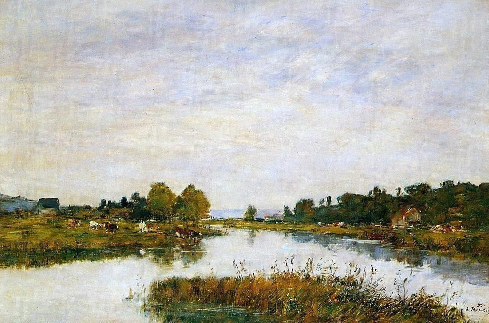 Eugene-Louis Boudin The Still River at Deauville Gallery Wrapped Canvas Print