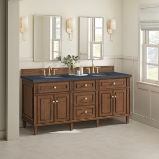 Lorelai 72"Double Vanity, Mid-Century Walnut, 3 CM Charcoal Soapstone Top