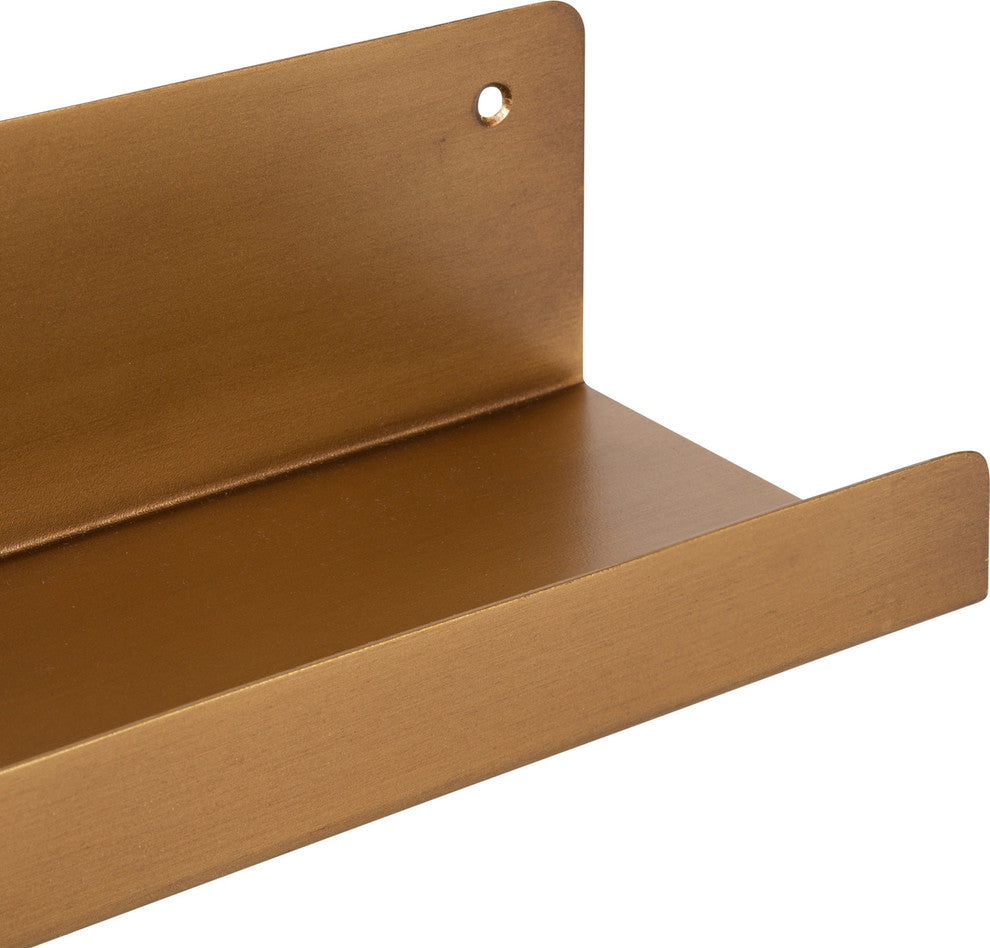 Mezzo Modern Metal Ledge Shelf Set, Gold