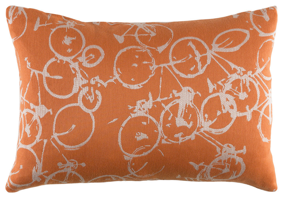 Surya Pedal Power PDP-003 13"x19" Pillow Kit, White/Burnt Orange
