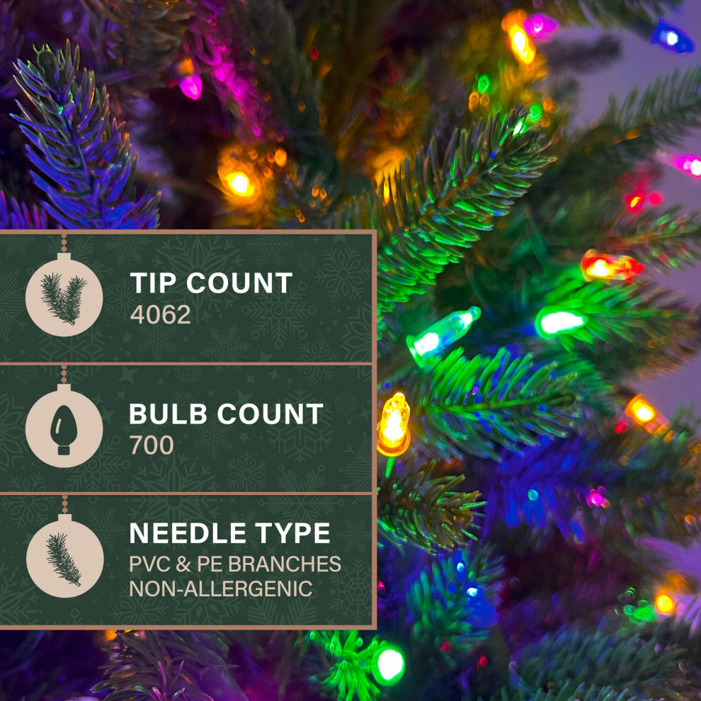 7.5-Ft. Oregon Pine Christmas Tree, Multi-Color LED String Lighting