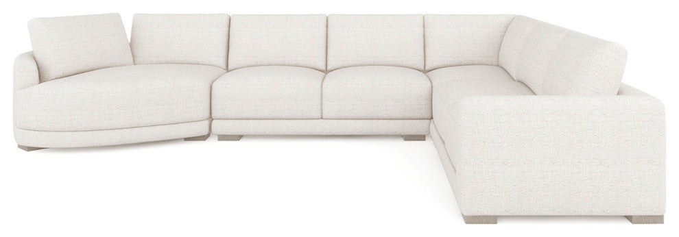 Laguna 166" Modular Feather-Cushion Sectional Sofa, Wheat Cream Beige Polyester Tweed, Left-Arm Facing
