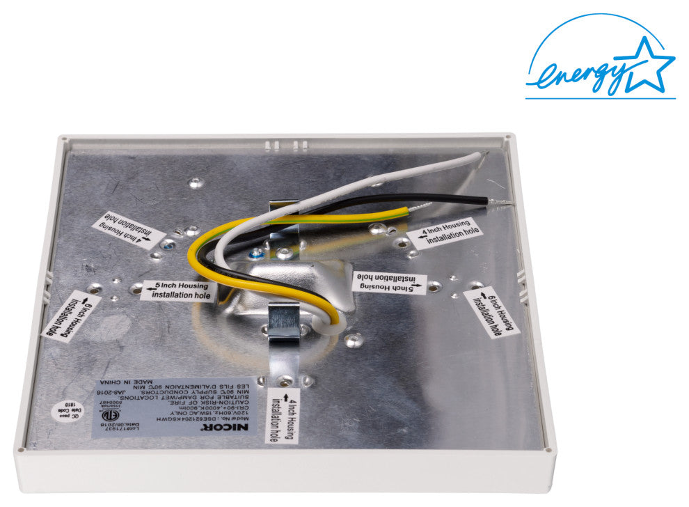 DSE6 Square 6" Edge-Lit LED Surface Mount Downlight, 2700k