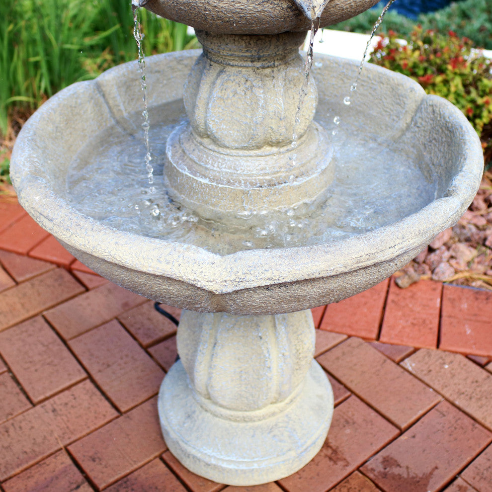 Sunnydaze Birds' Delight Outdoor Garden Water Fountain Bird Bath, 35"