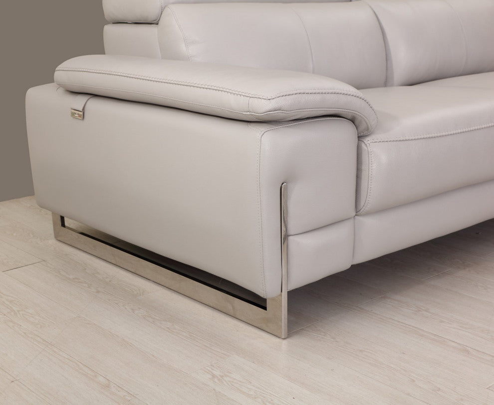 Turin Contemporary Genuine Italian Leather 2-Piece Set Light Gray