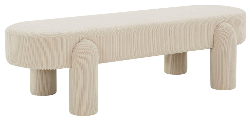Safavieh Couture Laurence Corduroy Bench, Sand