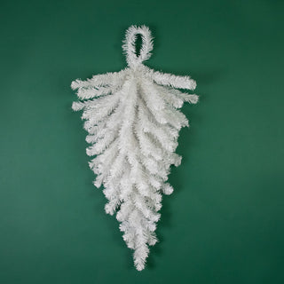 30" Snow White Artificial Teardrop Christmas Swag Unlit