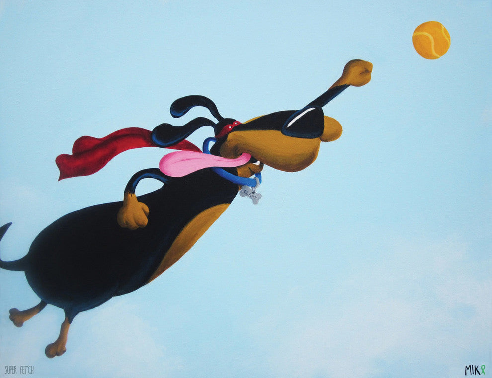 Marmont Hill, "Super Fetch" by Mike Taylor Painting on Wrapped Canvas, 31x24