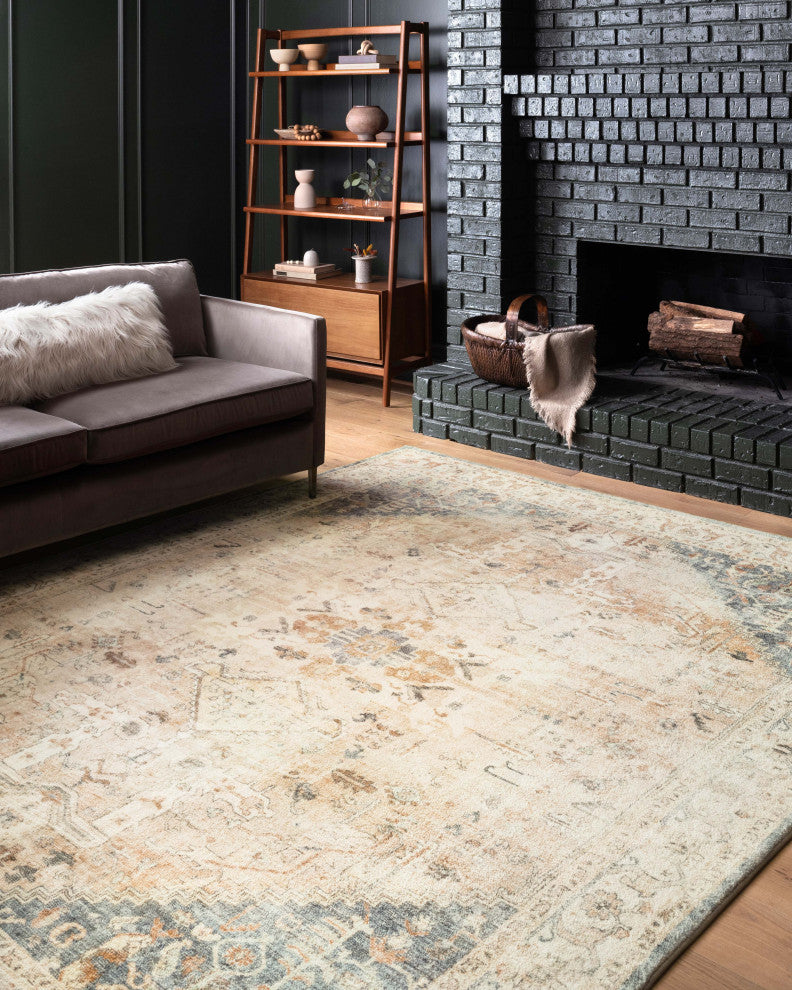 Loloi II Rosette Ivory Rust Blue Plush Area Rug, 2''-2" X 5''