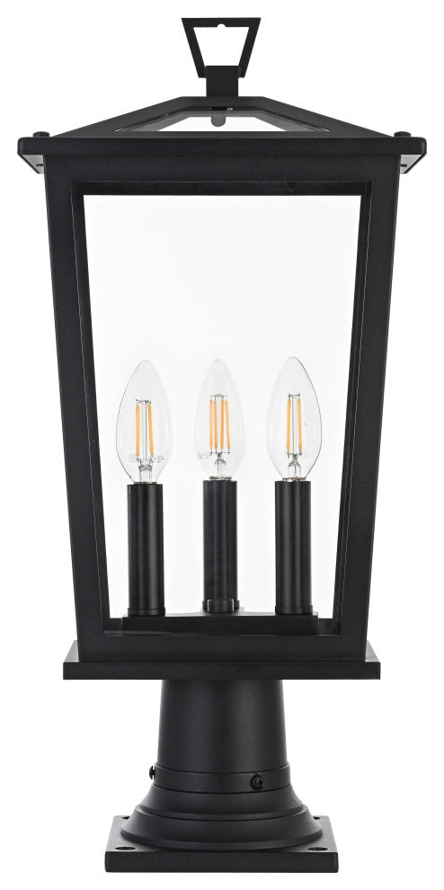 Home Living 9.45" Outdoor Post Light, Black