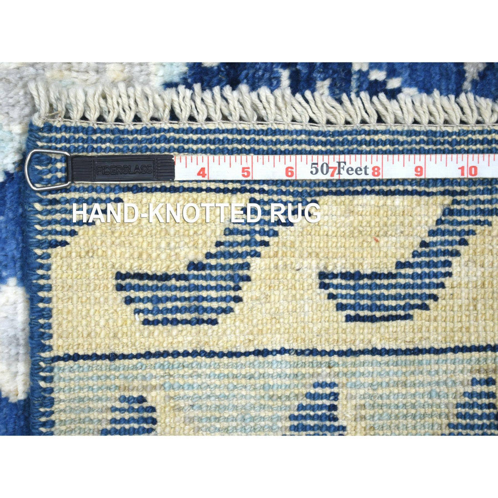 Blue, Wool Hand Knotted, Anatolian Village Inspired Oriental Rug, 6'0"x8'9"