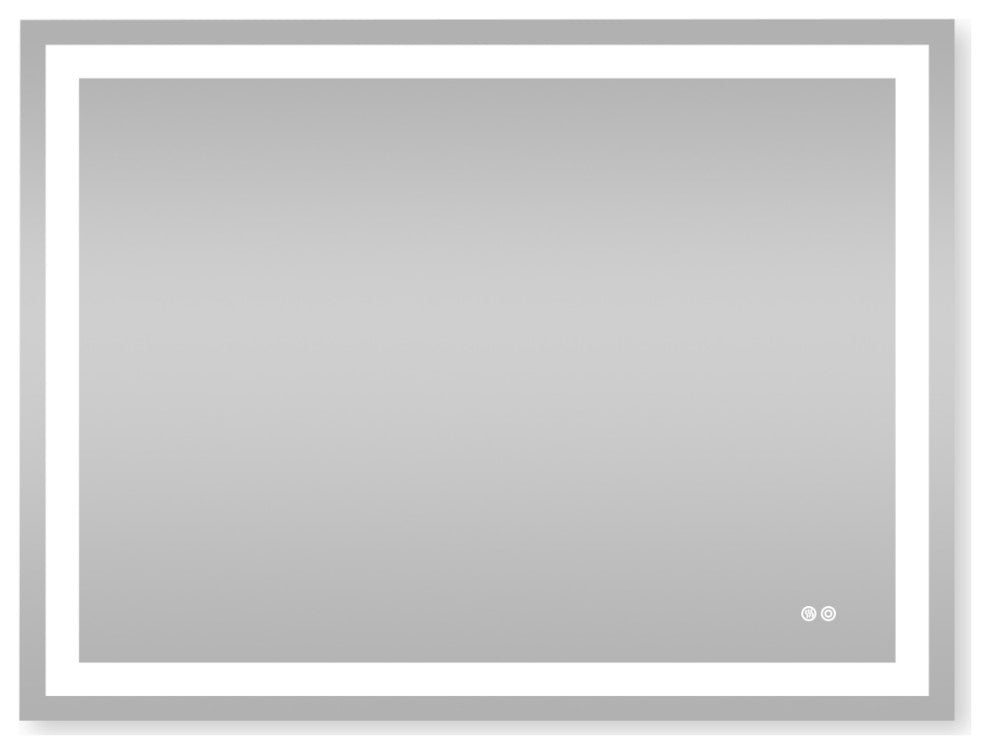 Frameless LED Bathroom Vanity Mirror With Defogger Dimmer, 48"x36"