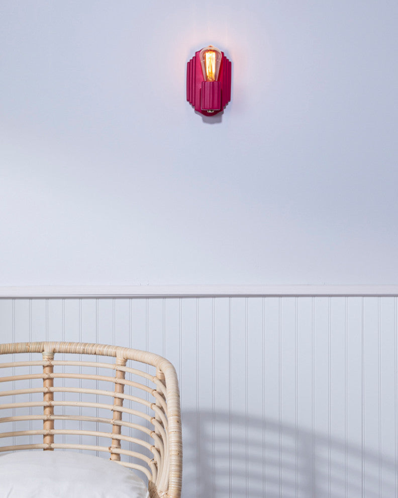 Deco Rectangle Wall Sconce, Cerise, Brushed Nickel