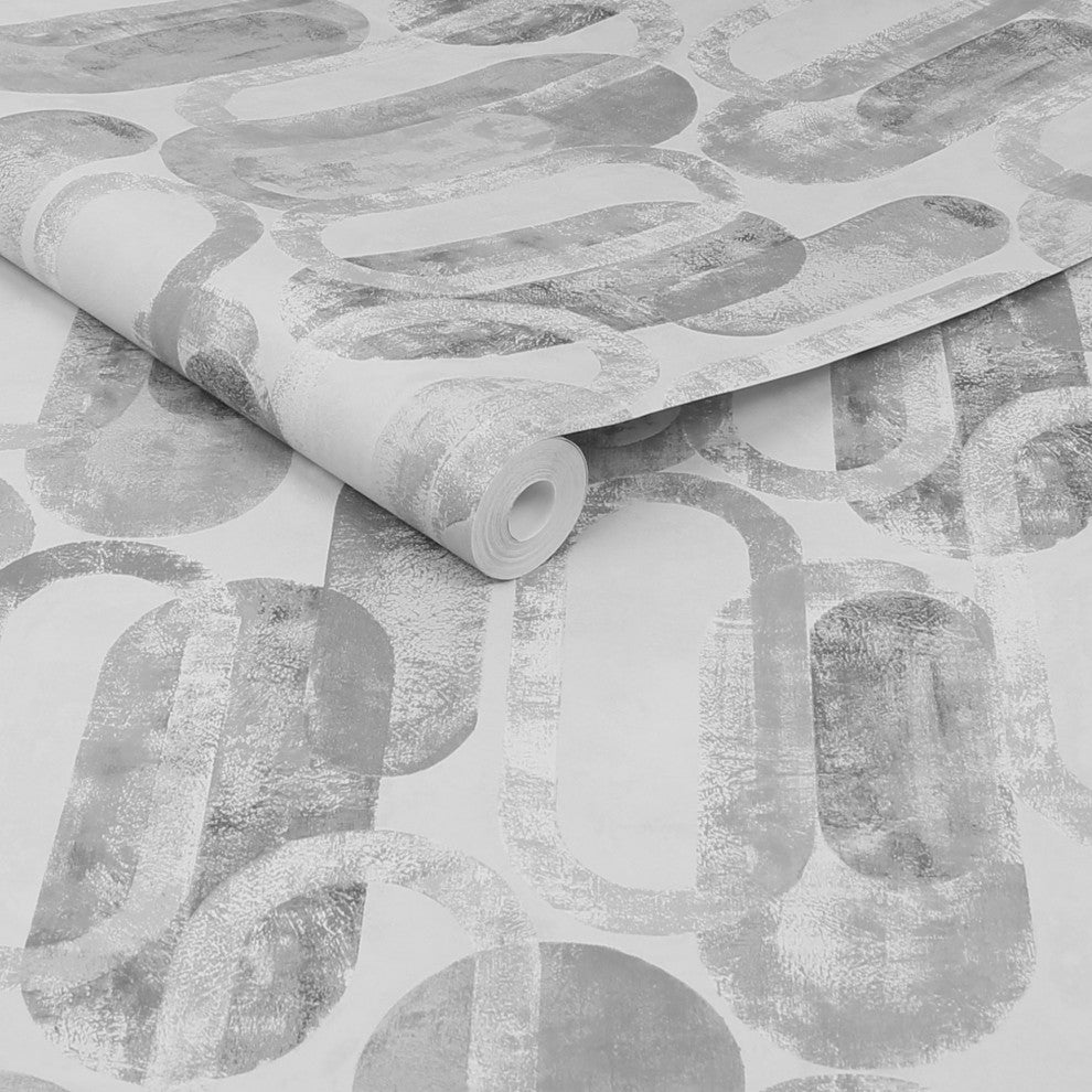 Sublime Oval Shapes Wallpaper, Grey