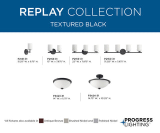 Progress Lighting 2-100W Medium Semi-Flush, Black