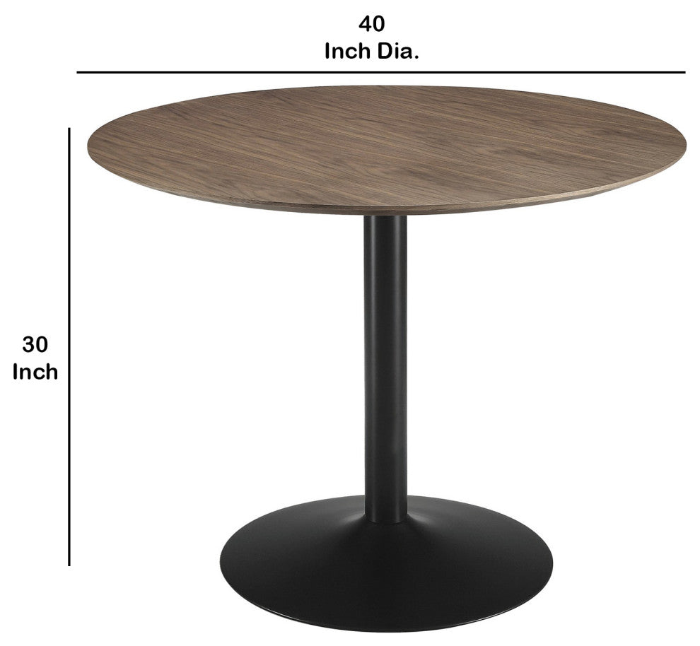 Benzara BM233395 30" Round Wooden Top Modern Dining Table, Black and Brown